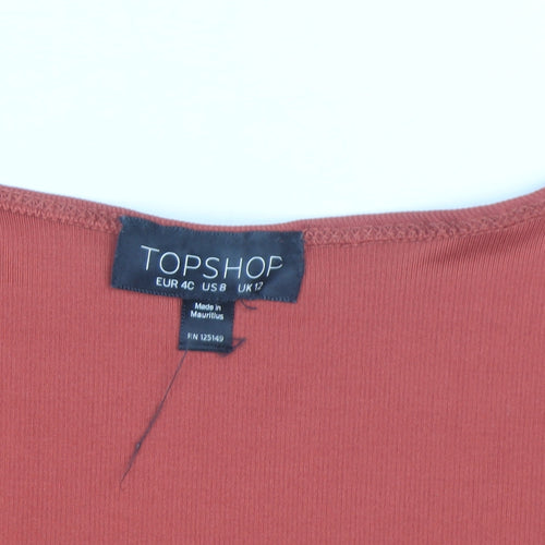 Topshop Women's Orange Long Sleeve Twist Front Bodysuit Size 12