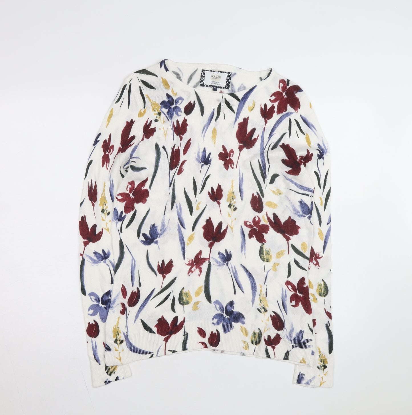 Maine New England Womens Multicoloured Floral Cotton Jumper Size 10