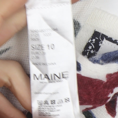 Maine New England Womens Multicoloured Floral Cotton Jumper Size 10