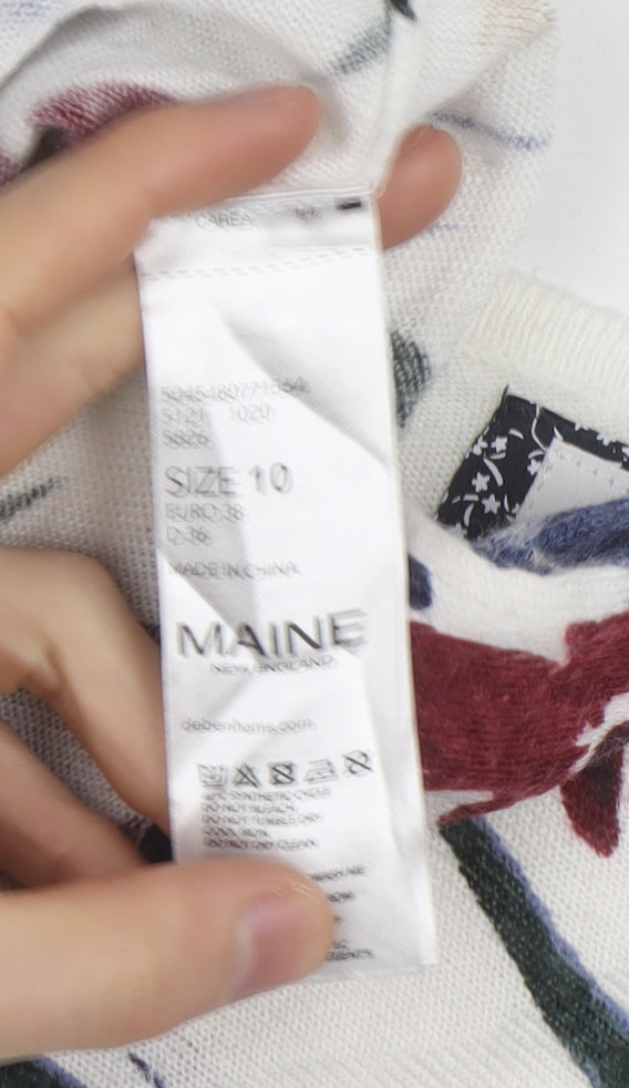 Maine New England Womens Multicoloured Floral Cotton Jumper Size 10