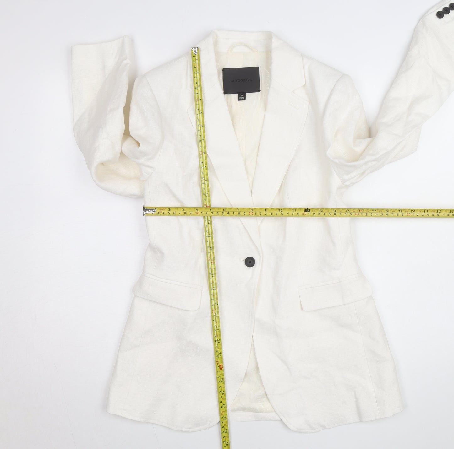 Marks and Spencer Women’s Ivory Linen Blend Blazer Size 10