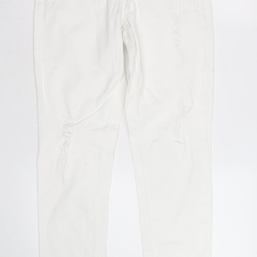 Next Women’s White Relaxed Skinny Jeans Size 10R Distressed Denim