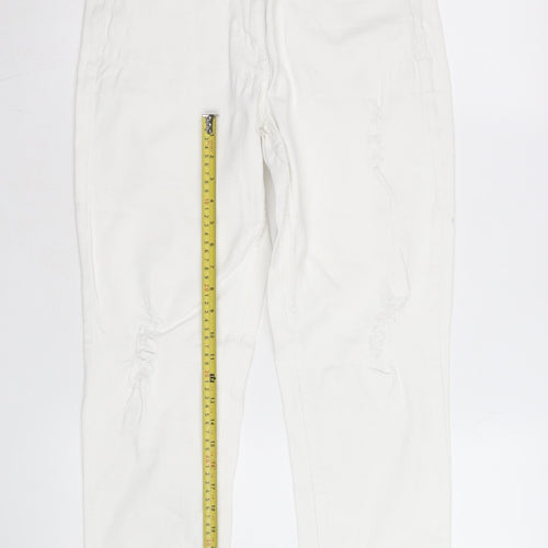 Next Women’s White Relaxed Skinny Jeans Size 10R Distressed Denim