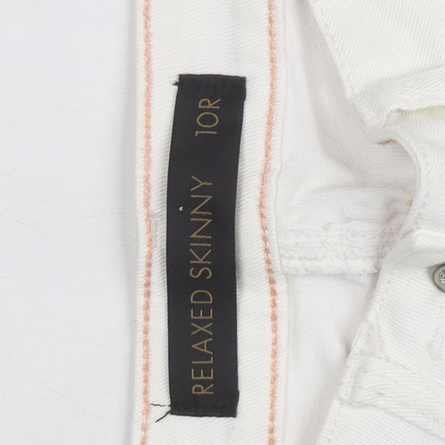 Next Women’s White Relaxed Skinny Jeans Size 10R Distressed Denim