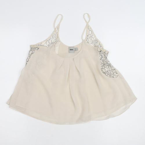 ASOS Women Ivory Lace Camisole Tank Top Size 8 Chiffon Sleeveless