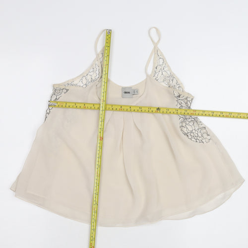 ASOS Women Ivory Lace Camisole Tank Top Size 8 Chiffon Sleeveless