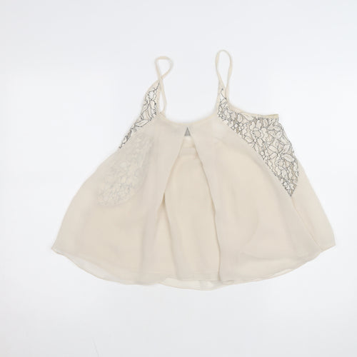 ASOS Women Ivory Lace Camisole Tank Top Size 8 Chiffon Sleeveless