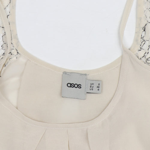 ASOS Women Ivory Lace Camisole Tank Top Size 8 Chiffon Sleeveless