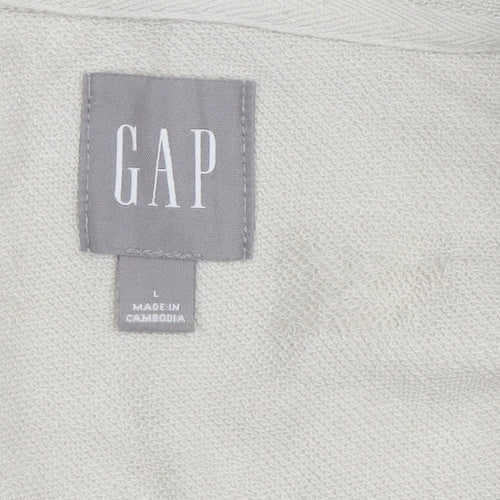 GAP Men's Beige Full Zip Hoodie L Classic Logo Cotton