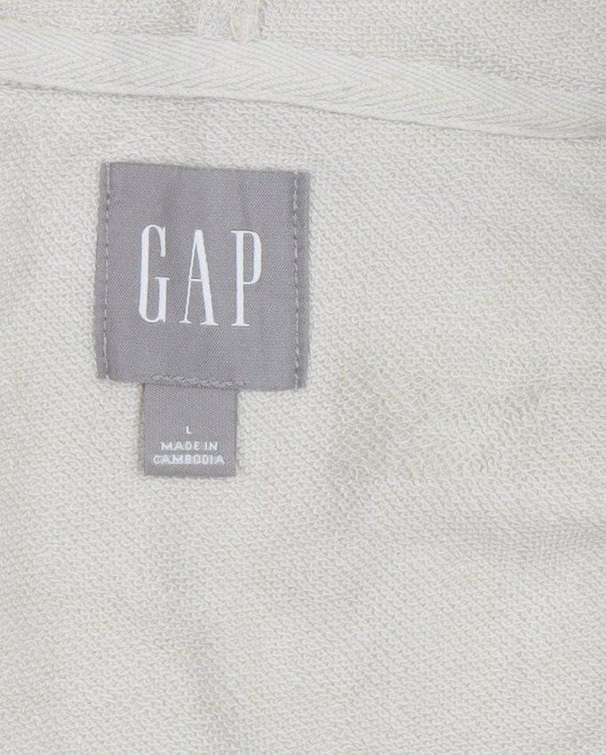 GAP Men's Beige Full Zip Hoodie L Classic Logo Cotton