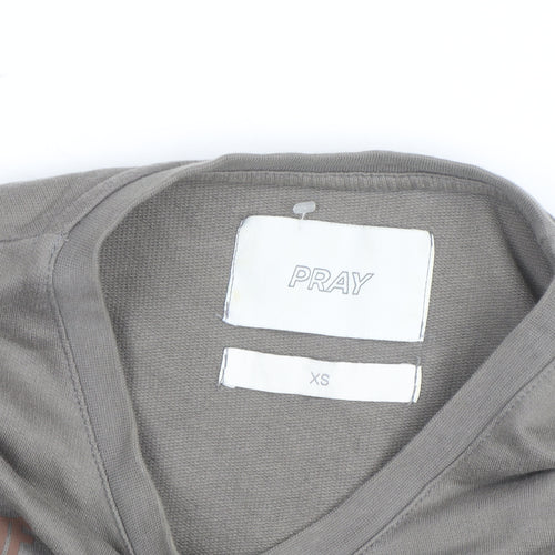 Pray Men’s Grey XS Long Sleeve Gothic Graphic Cotton Top