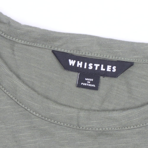 Whistles Womens Green Long Sleeve Ruched Cotton T-Shirt Size S