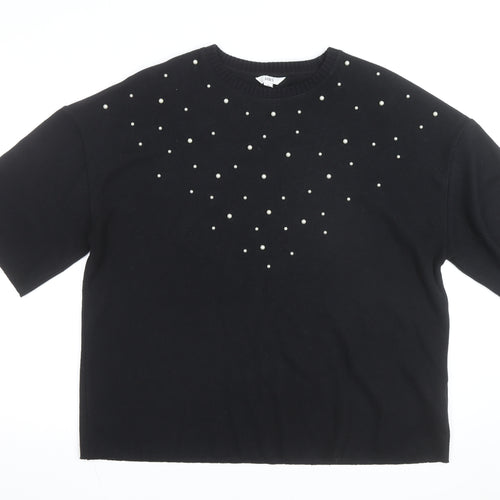 Marks and Spencer Women's Black Beaded Short Sleeve T-Shirt Size 18