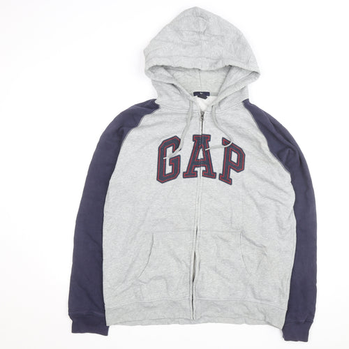 GAP Men's Grey Full Zip Hoodie L Logo Fleece Sweatshirt