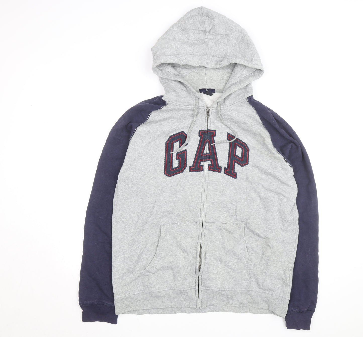 GAP Men's Grey Full Zip Hoodie L Logo Fleece Sweatshirt