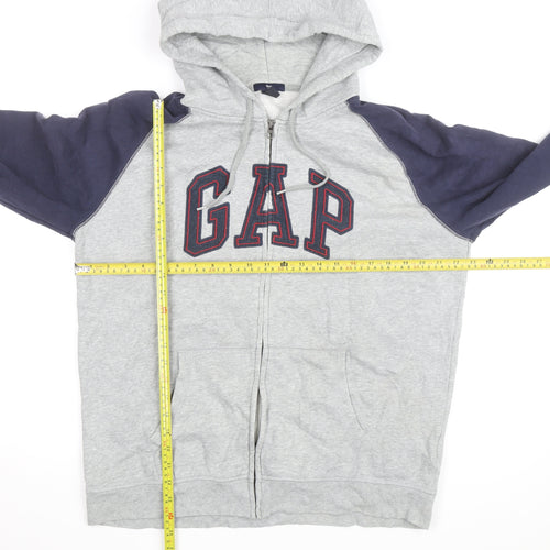 GAP Men's Grey Full Zip Hoodie L Logo Fleece Sweatshirt