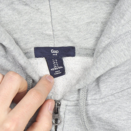GAP Men's Grey Full Zip Hoodie L Logo Fleece Sweatshirt