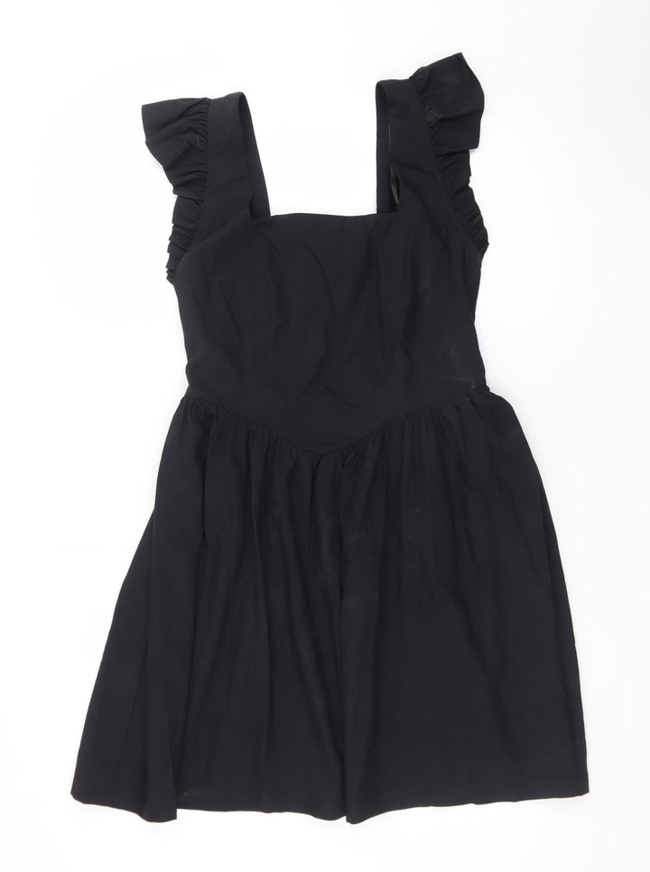 Marks and Spencer Women’s Black Skater Dress Size 10 Ruffle Sleeveless