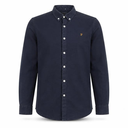 Farah Men's Blue Slim Fit Button-Down Long Sleeve Cotton Shirt M