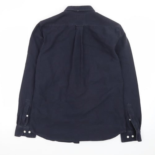 Farah Men's Blue Slim Fit Button-Down Long Sleeve Cotton Shirt M