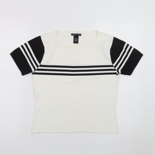 Deane & White Women's White Striped Knit Pullover Jumper Size M