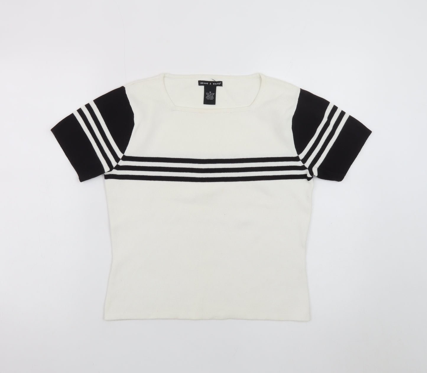 Deane & White Women's White Striped Knit Pullover Jumper Size M
