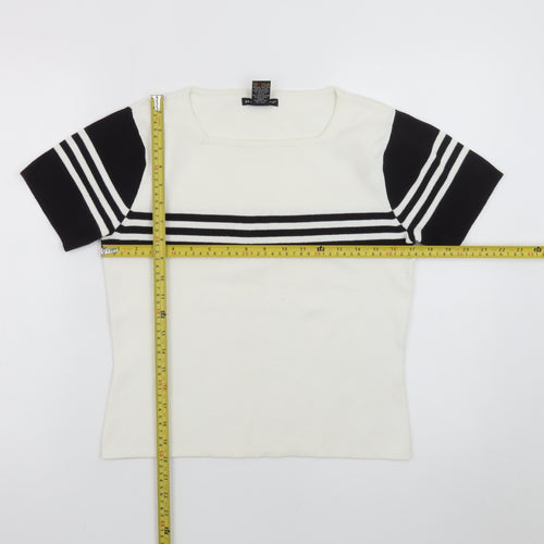 Deane & White Women's White Striped Knit Pullover Jumper Size M
