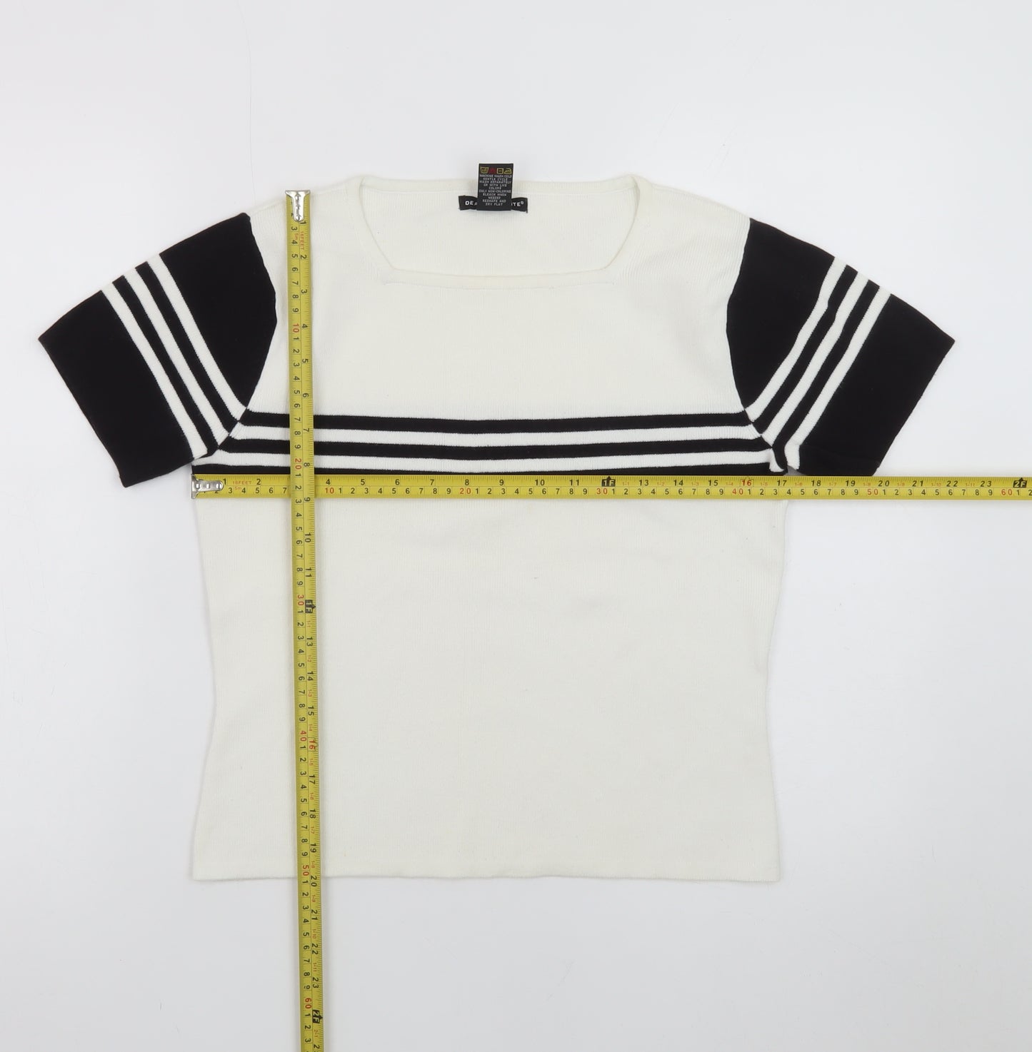 Deane & White Women's White Striped Knit Pullover Jumper Size M