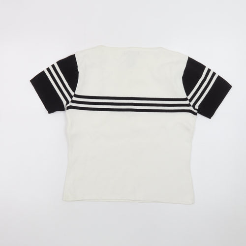 Deane & White Women's White Striped Knit Pullover Jumper Size M