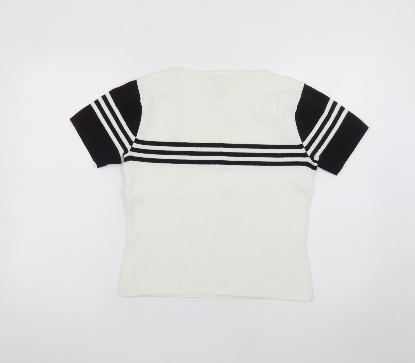 Deane & White Women's White Striped Knit Pullover Jumper Size M