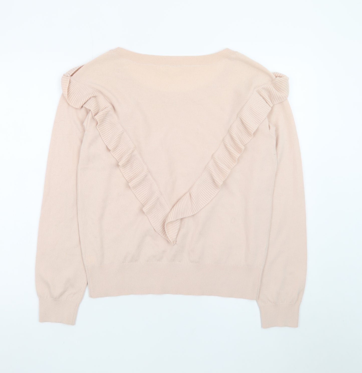 GAP Women’s Pink Ruffle Crew Neck Merino Wool Blend Jumper Size M
