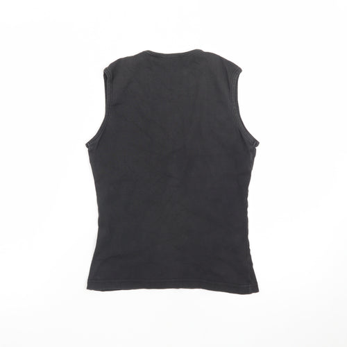 Roxy Womens Black Sleeveless V-Neck Tank Top Size M Cotton Surf Style