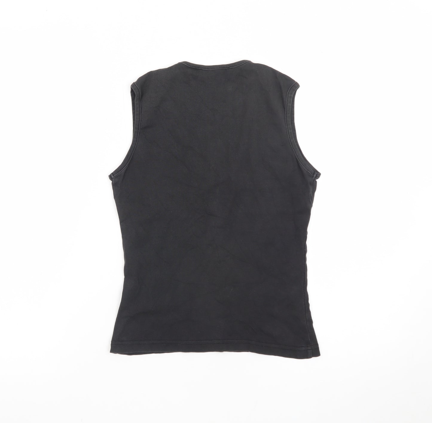 Roxy Womens Black Sleeveless V-Neck Tank Top Size M Cotton Surf Style