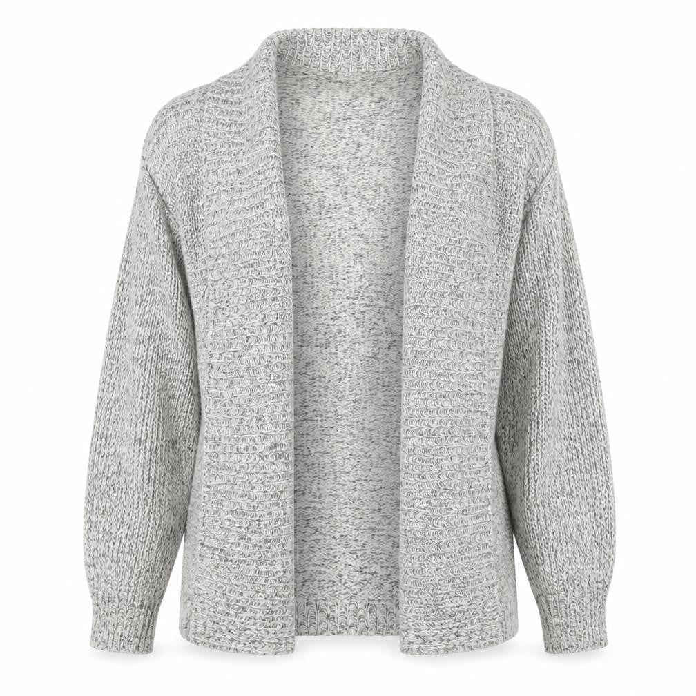 Front view of Vero Moda Women's Grey Chunky Knit Open Cardigan, size S