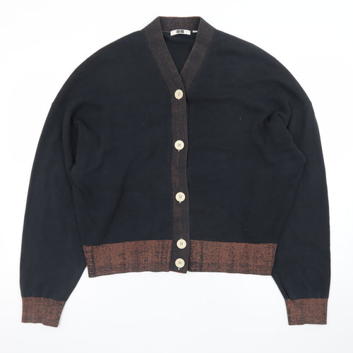 Uniqlo Women's Black Cotton V-Neck Cardigan XL