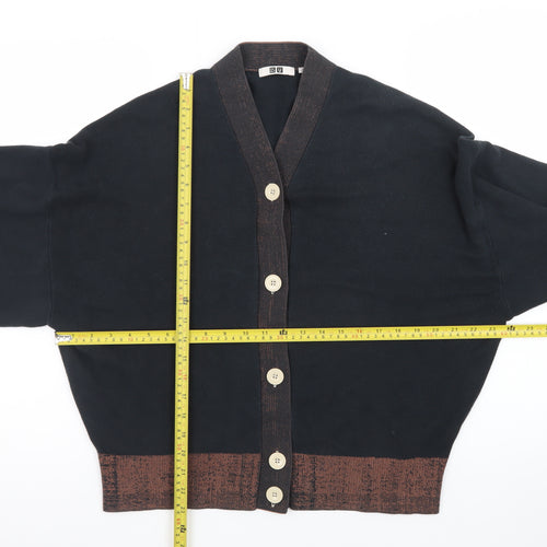 Uniqlo Women's Black Cotton V-Neck Cardigan XL