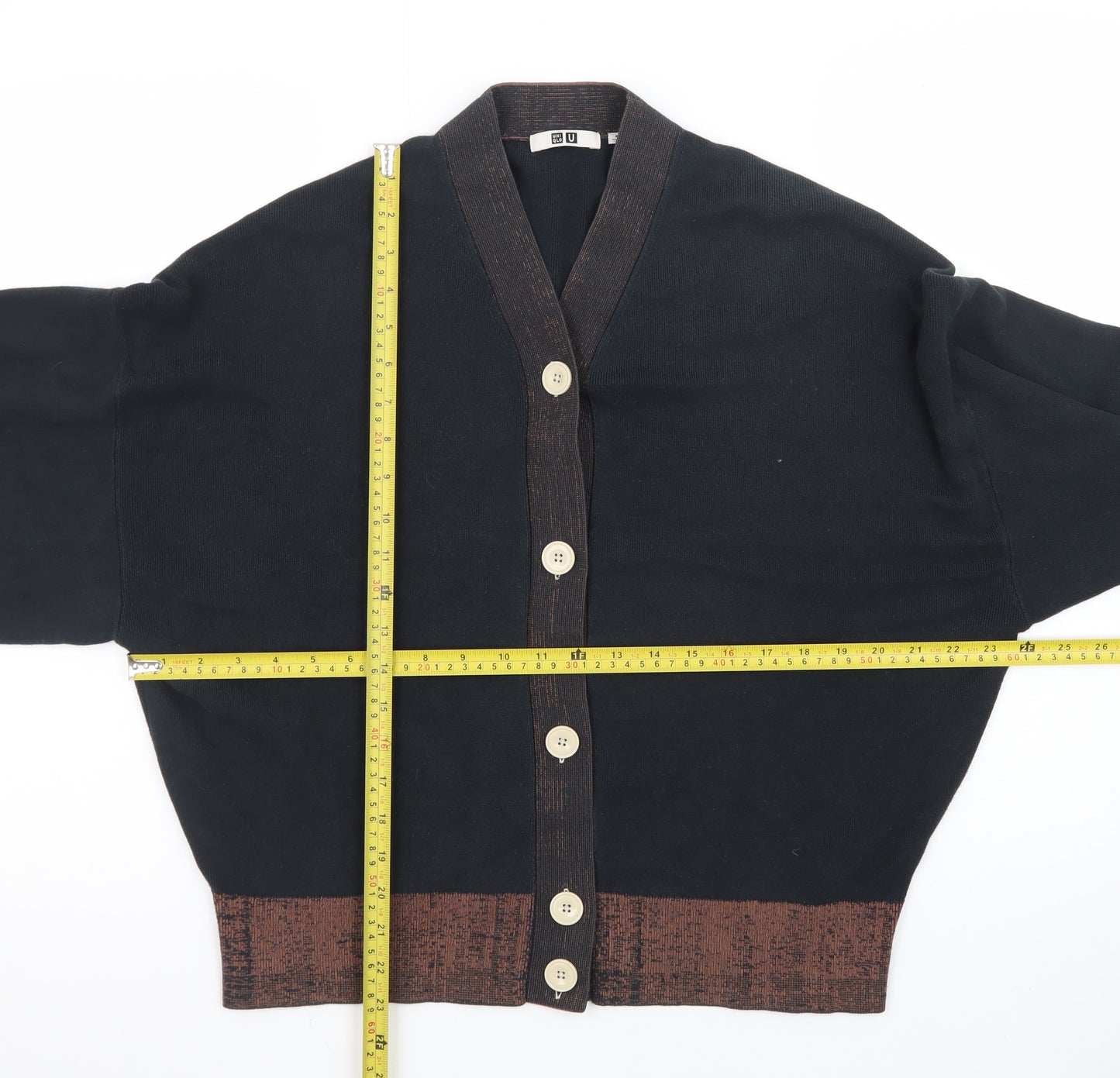 Uniqlo Women's Black Cotton V-Neck Cardigan XL