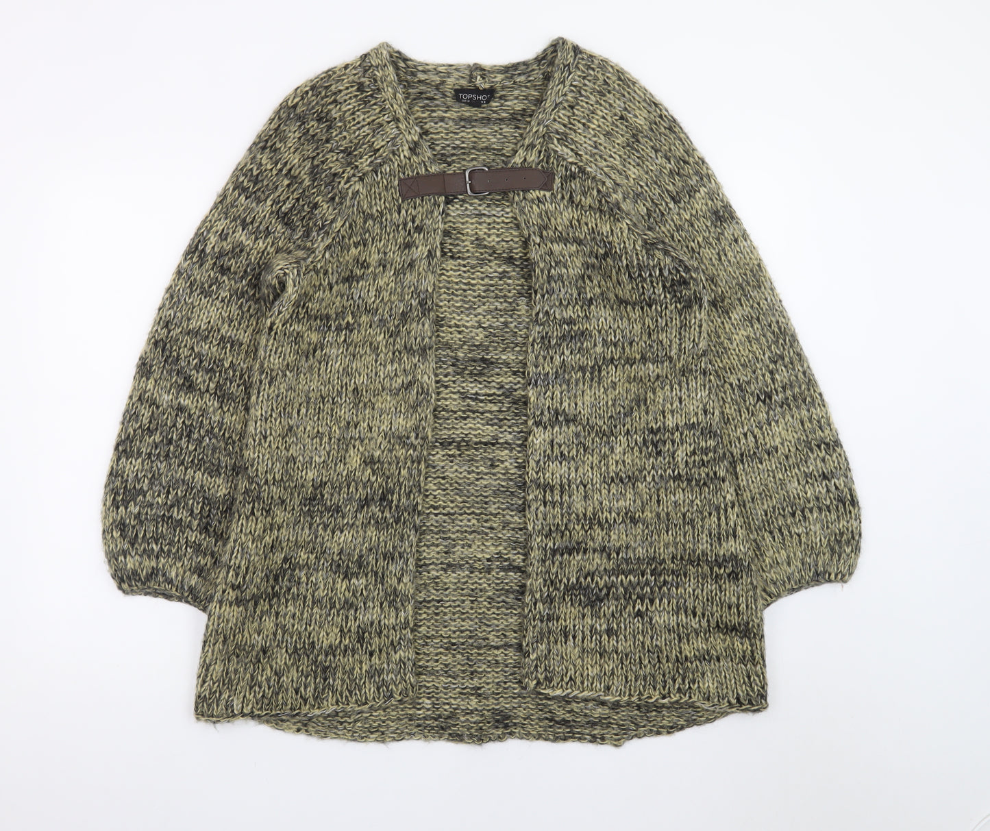 Topshop Women Green Chunky-Knit Cardigan UK 8 Wrap Style