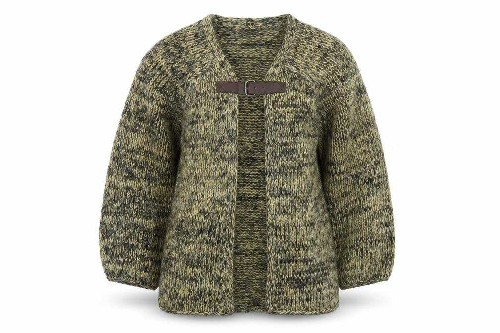 Topshop Women Green Chunky-Knit Cardigan UK 8 Wrap Style