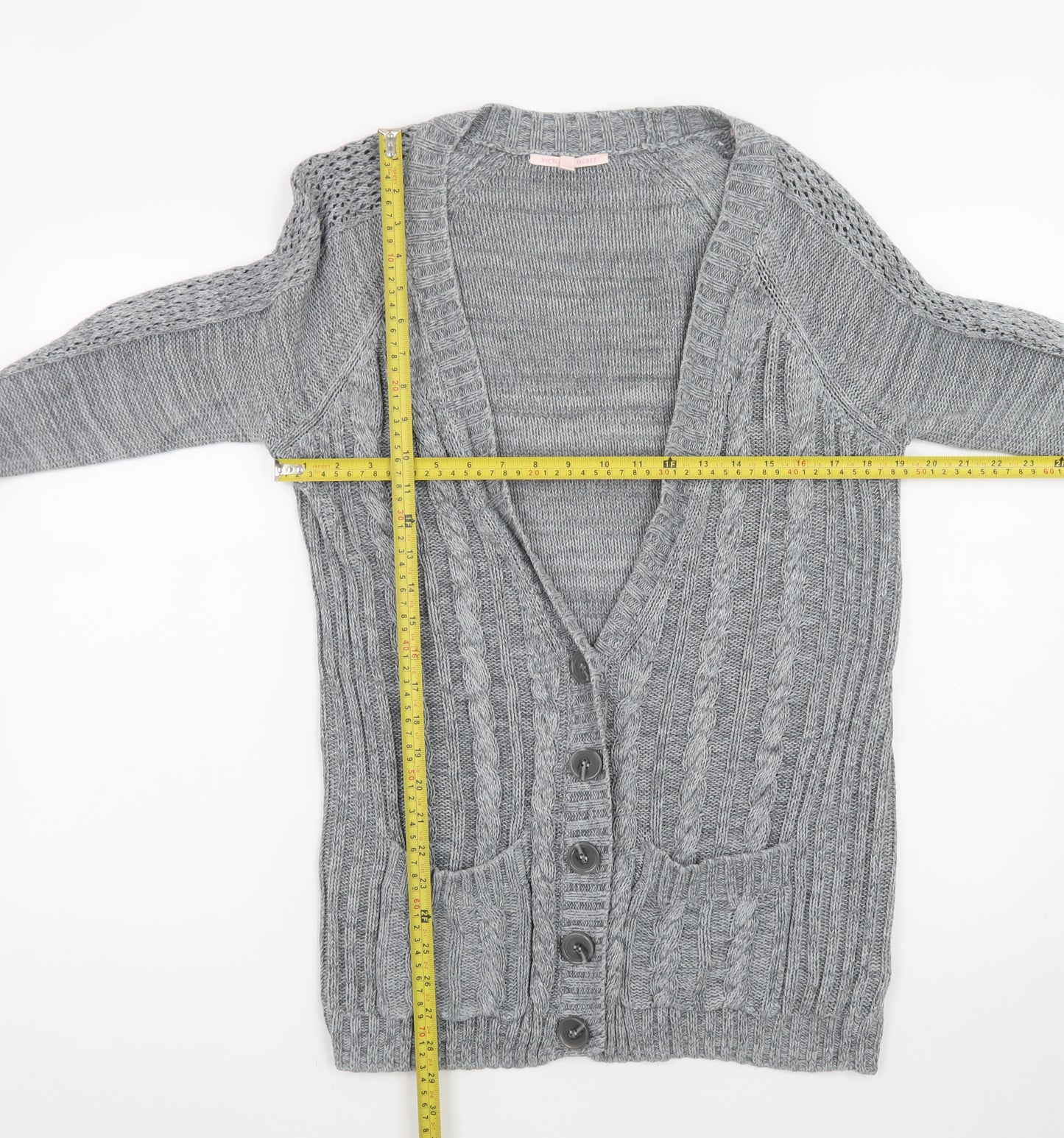 Victoria's Secret Women’s Grey Cotton Cable Knit Cardigan S