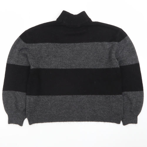 Onfire Women Grey Black Striped Roll Neck Wool Jumper Size 10