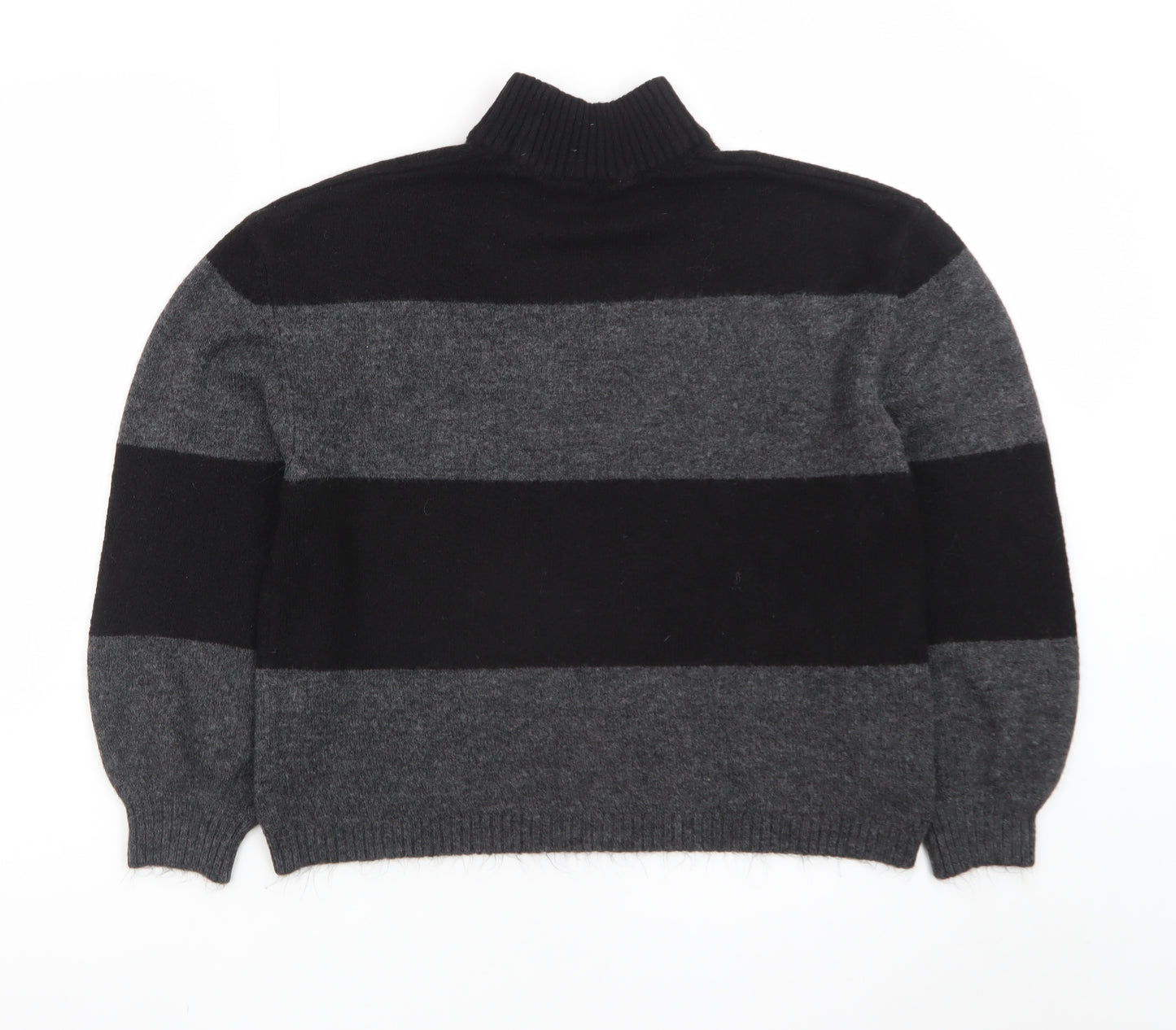 Onfire Women Grey Black Striped Roll Neck Wool Jumper Size 10