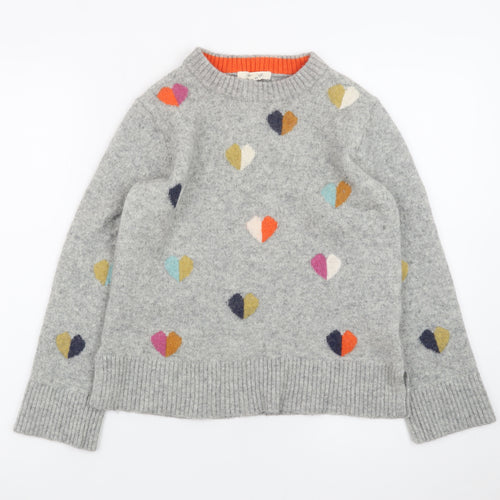White Stuff Women's Grey Heart Wool Blend Crew Neck Jumper UK 10