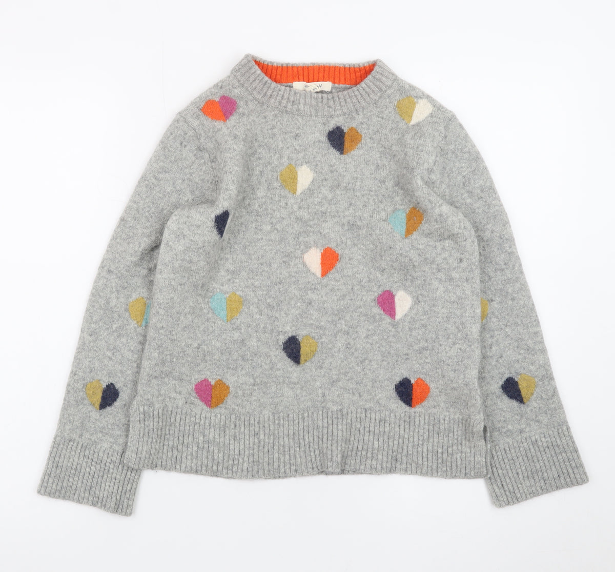 White Stuff Women's Grey Heart Wool Blend Crew Neck Jumper UK 10