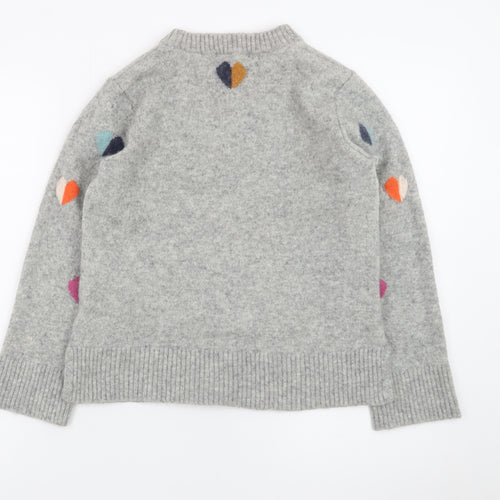 White Stuff Women's Grey Heart Wool Blend Crew Neck Jumper UK 10