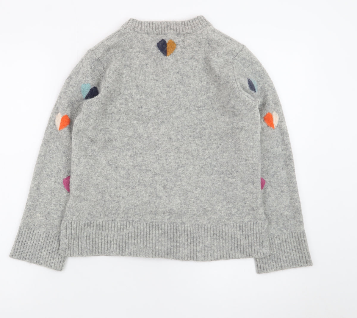 White Stuff Women's Grey Heart Wool Blend Crew Neck Jumper UK 10