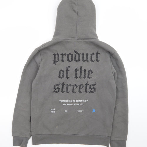 Hoodrich Men's Grey Pullover Hoodie M Graphic Streetwear