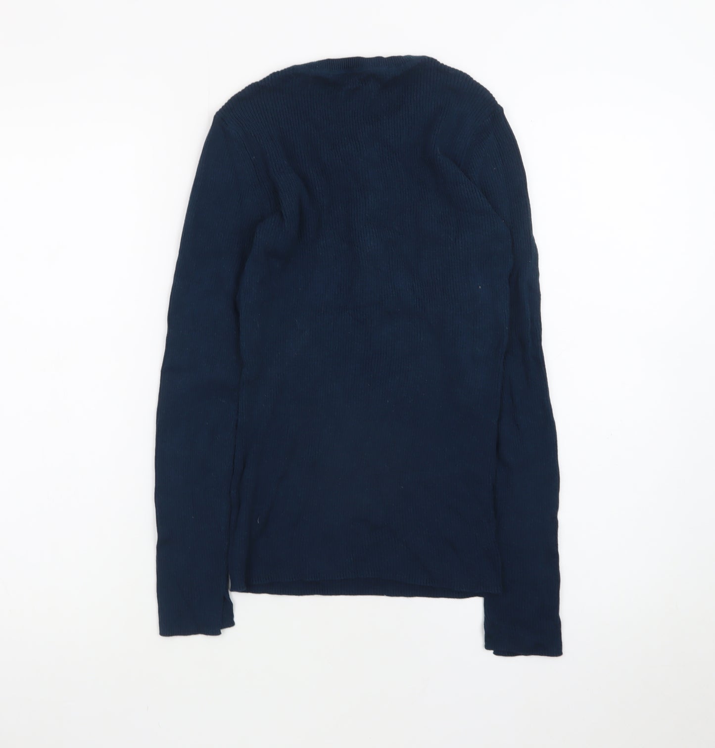 Jigsaw Women's Blue Henley Knit Jumper Size S Cotton Cashmere Blend
