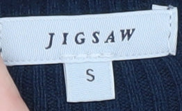 Jigsaw Women's Blue Henley Knit Jumper Size S Cotton Cashmere Blend