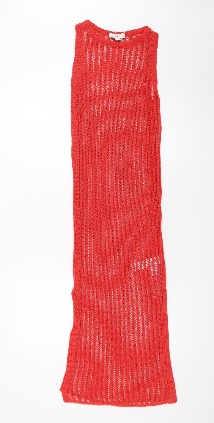 Marks and Spencer Women’s Red Knit Sleeveless Long Slip Dress XS